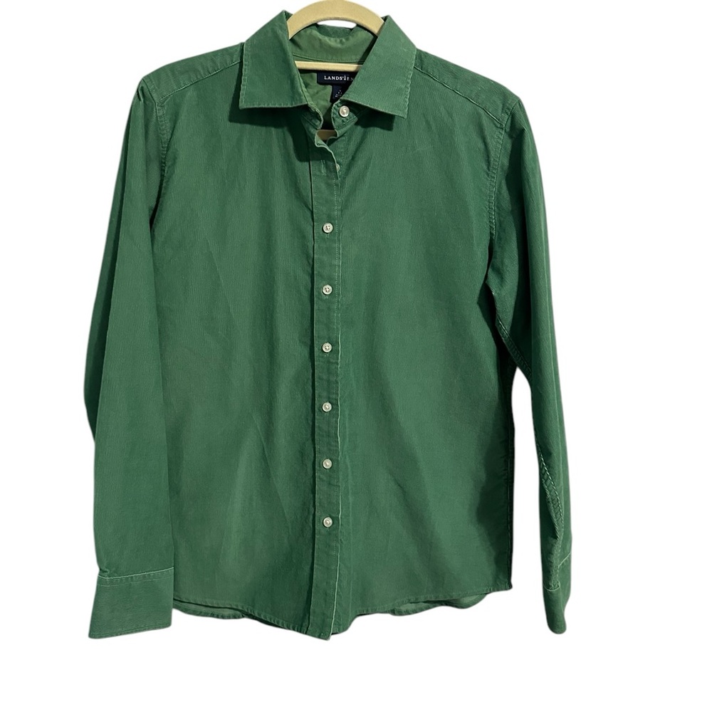 Lands' End Green Button Down Shirt